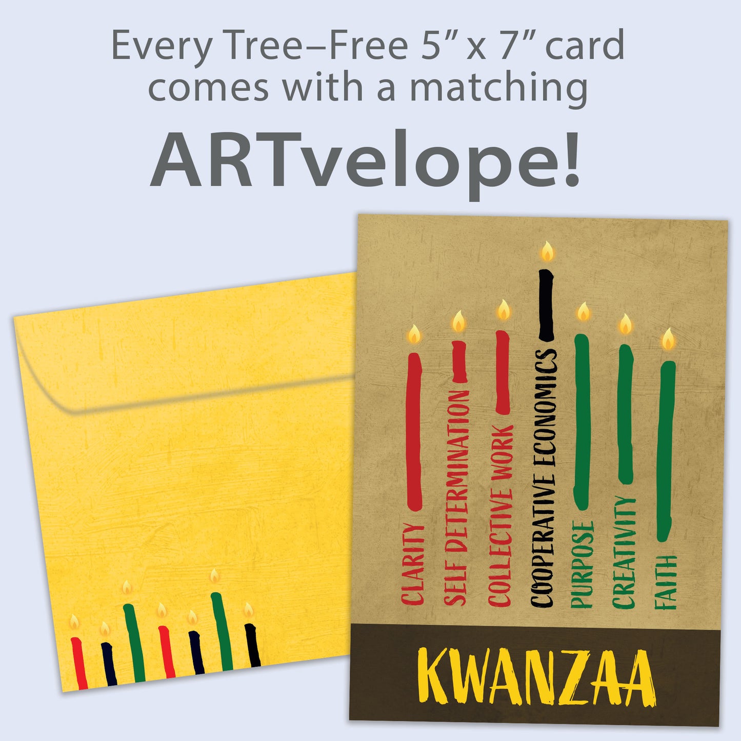 Seven Candles on Tan Kwanzaa Card