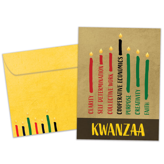 Seven Candles on Tan Kwanzaa Card