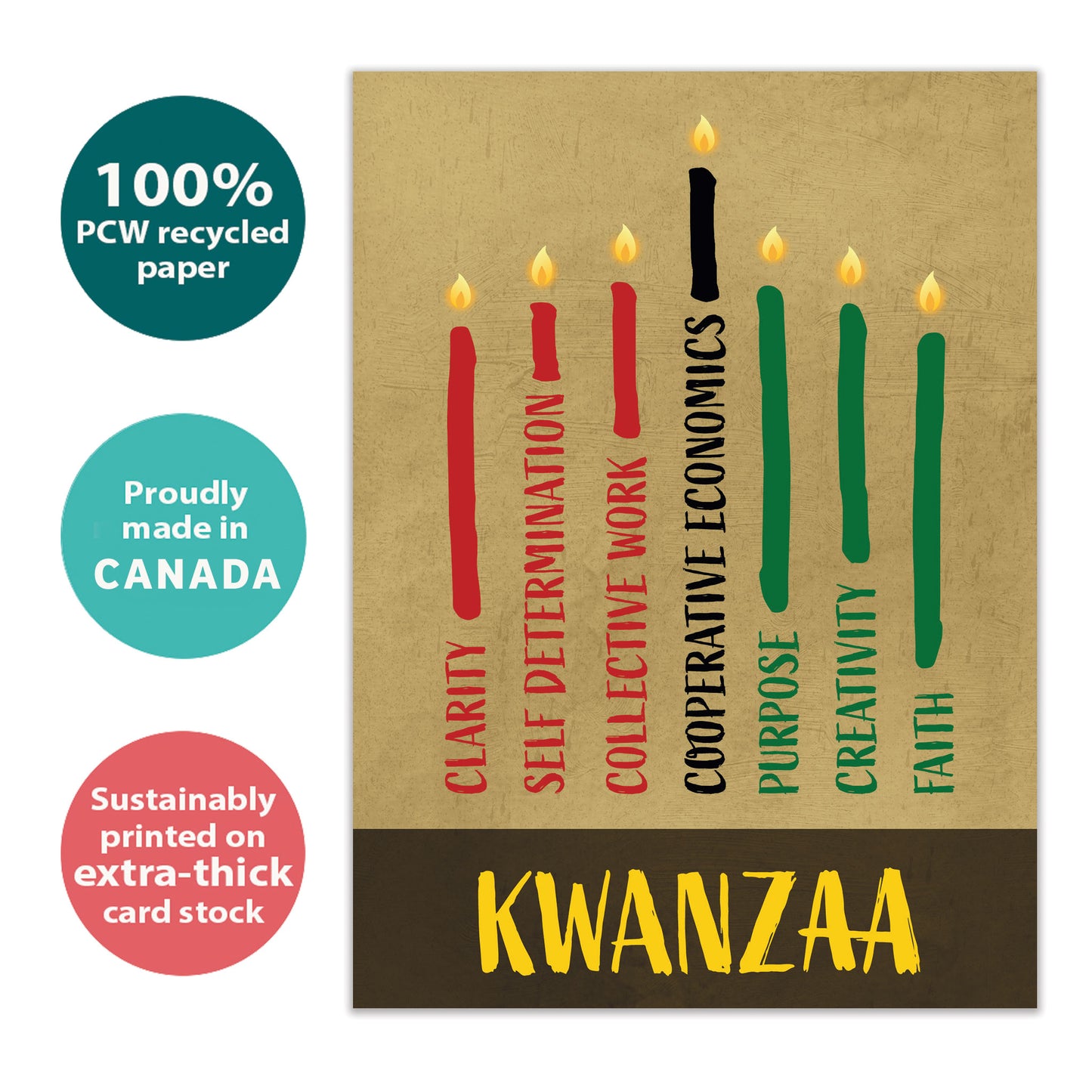 Seven Candles on Tan Kwanzaa Card