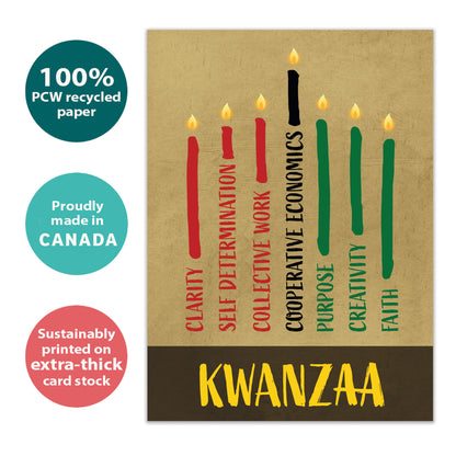 Seven Candles on Tan Kwanzaa Card