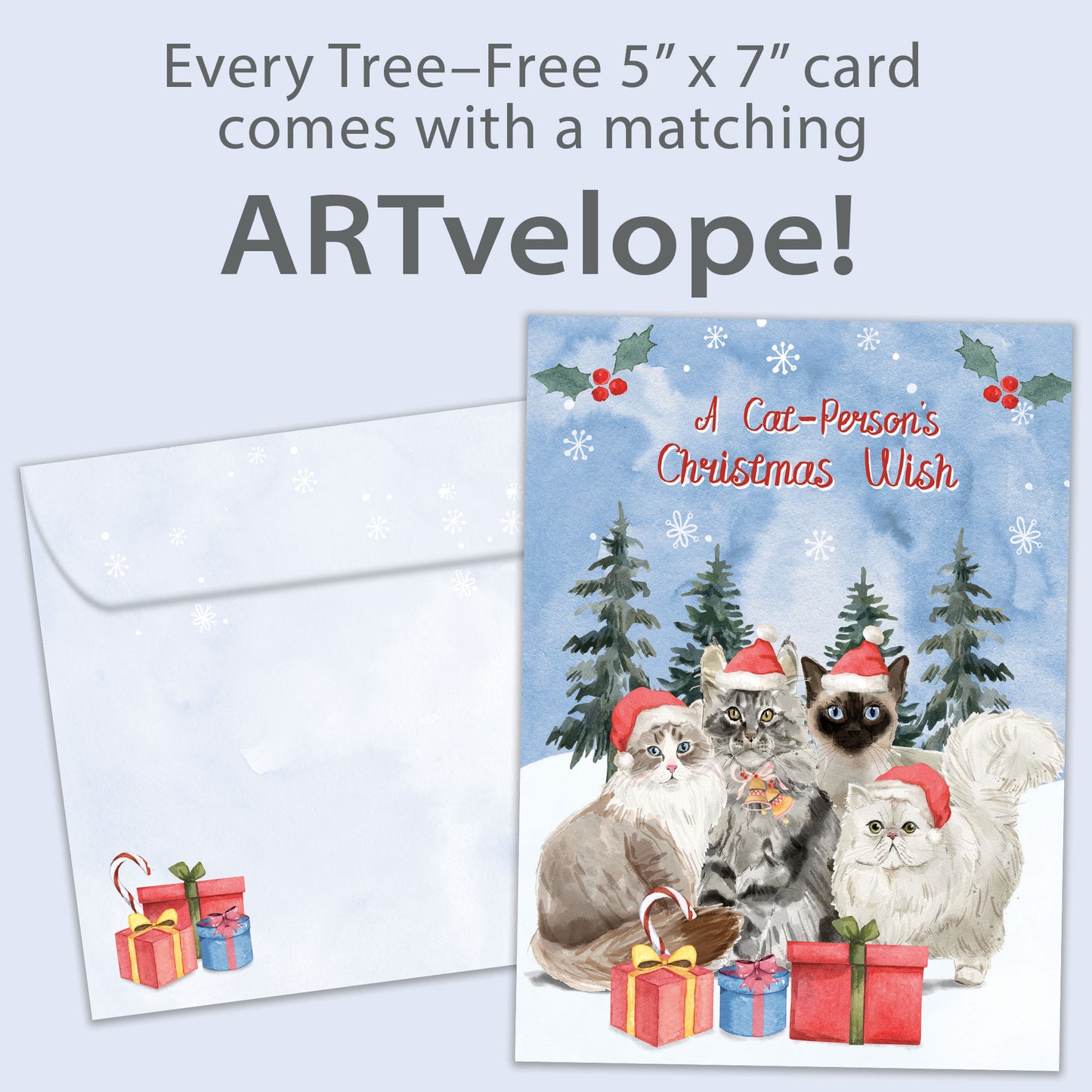 Cat Person Wishes Christmas Card