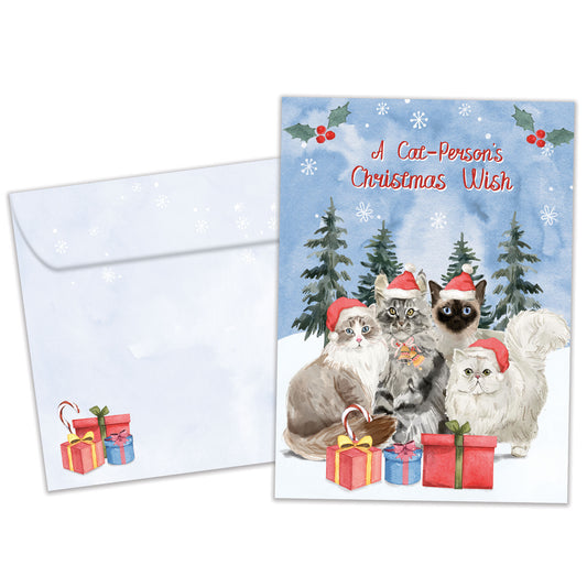 Cat Person Wishes Christmas Card