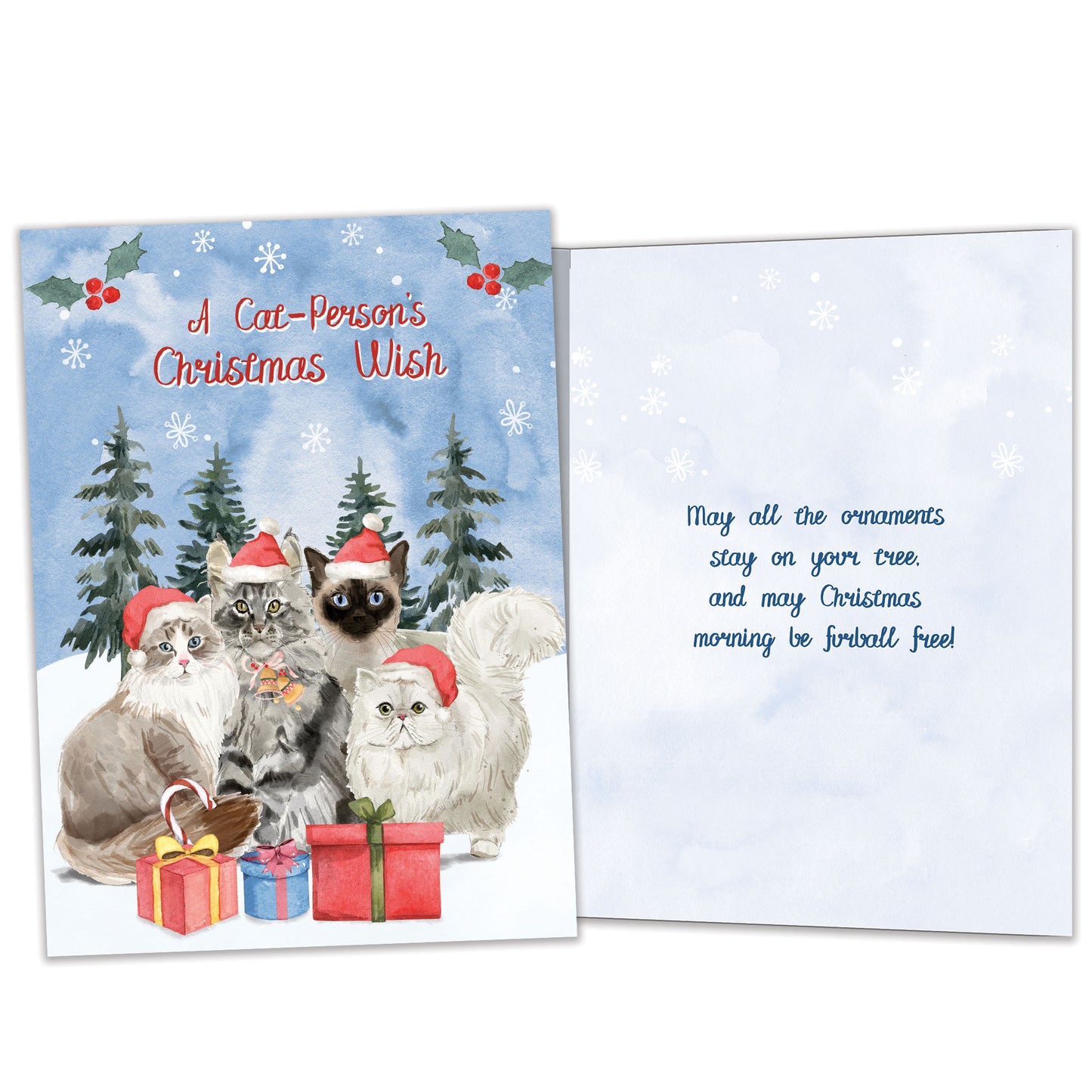 Cat Person Wishes Christmas Card