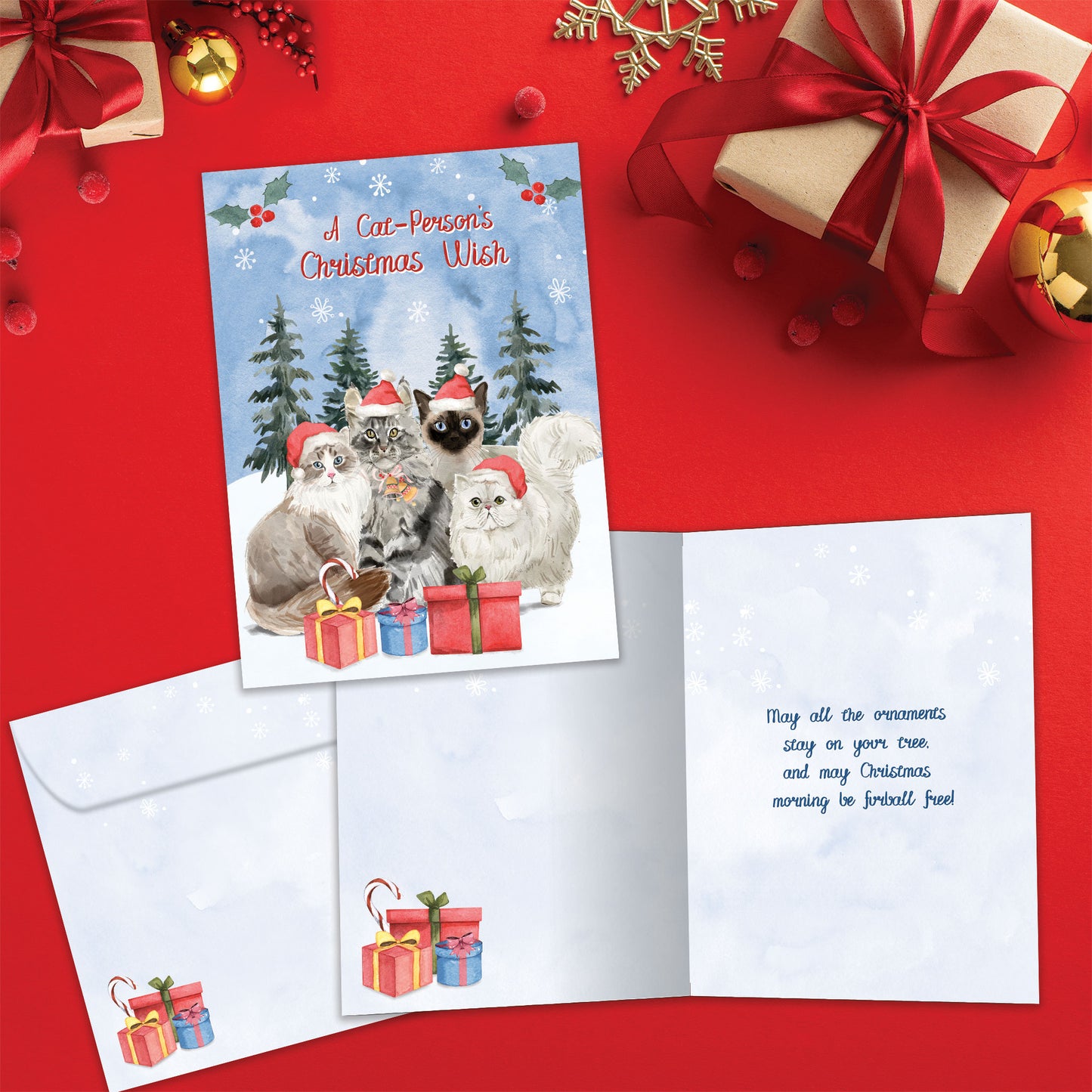 Cat Person Wishes Christmas Card