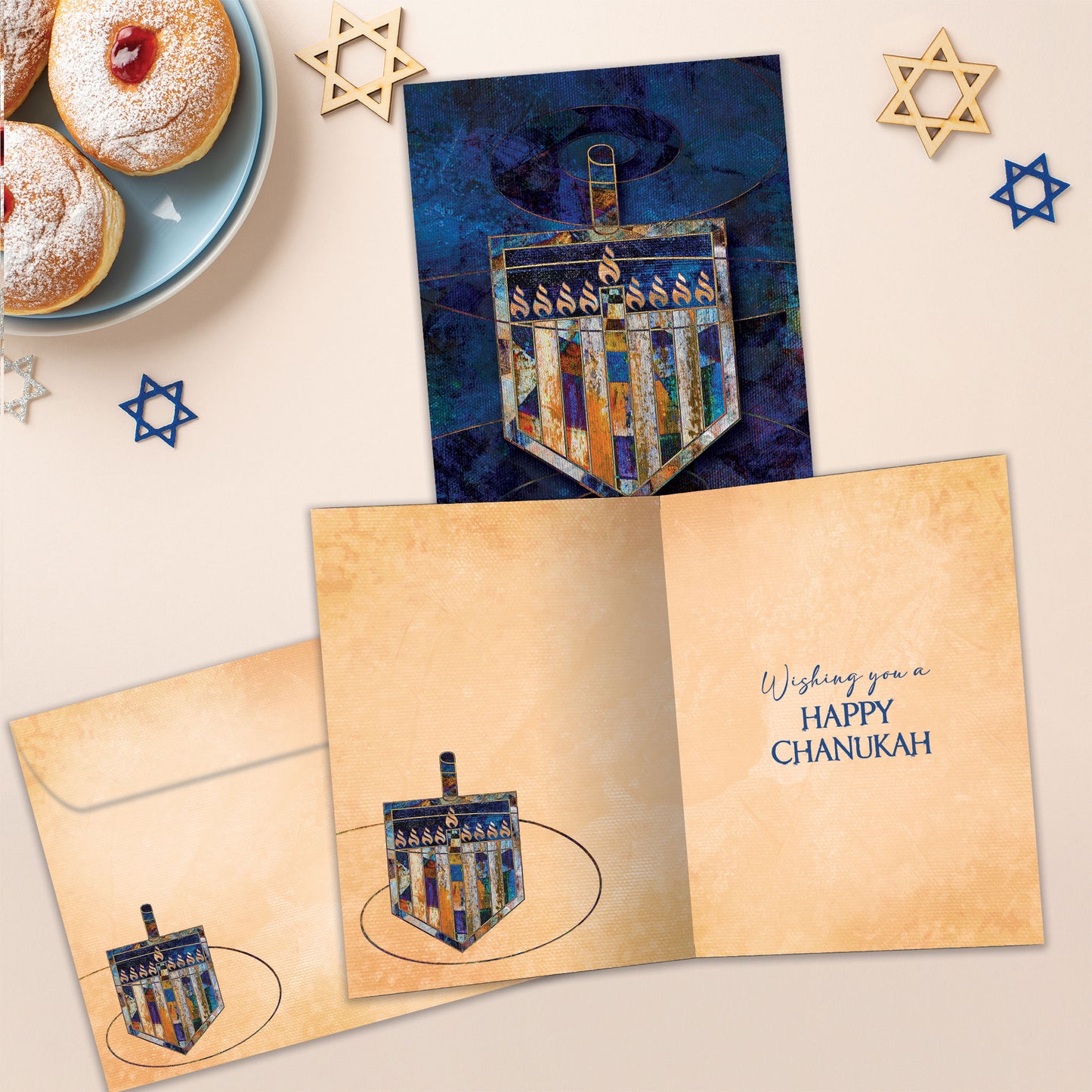 Beautiful Dreidel Hanukkah Card