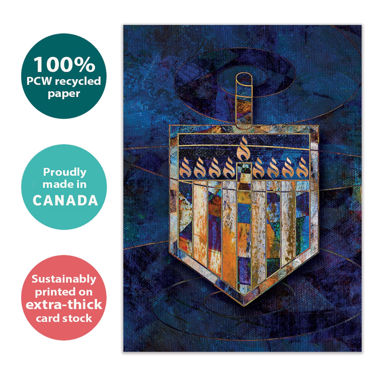 Beautiful Dreidel Hanukkah Card