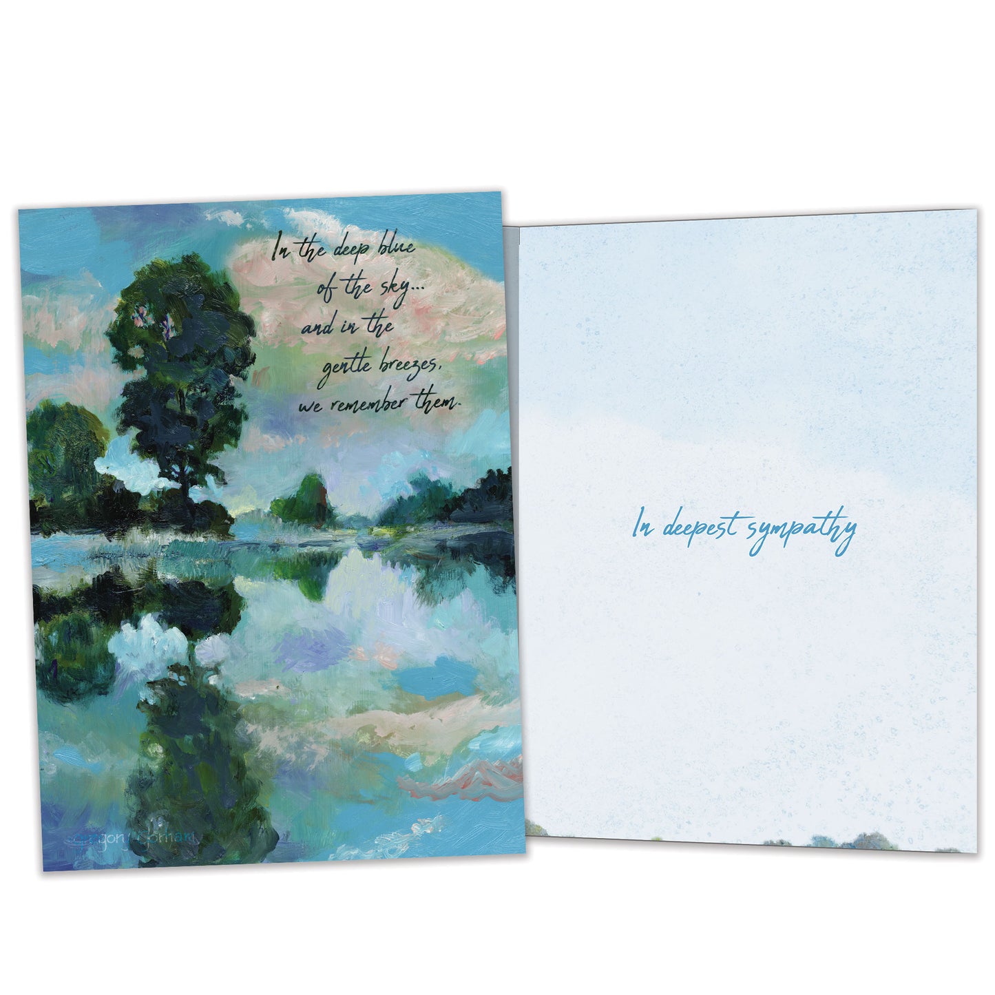 Deep Blue Remembered Sympathy Card
