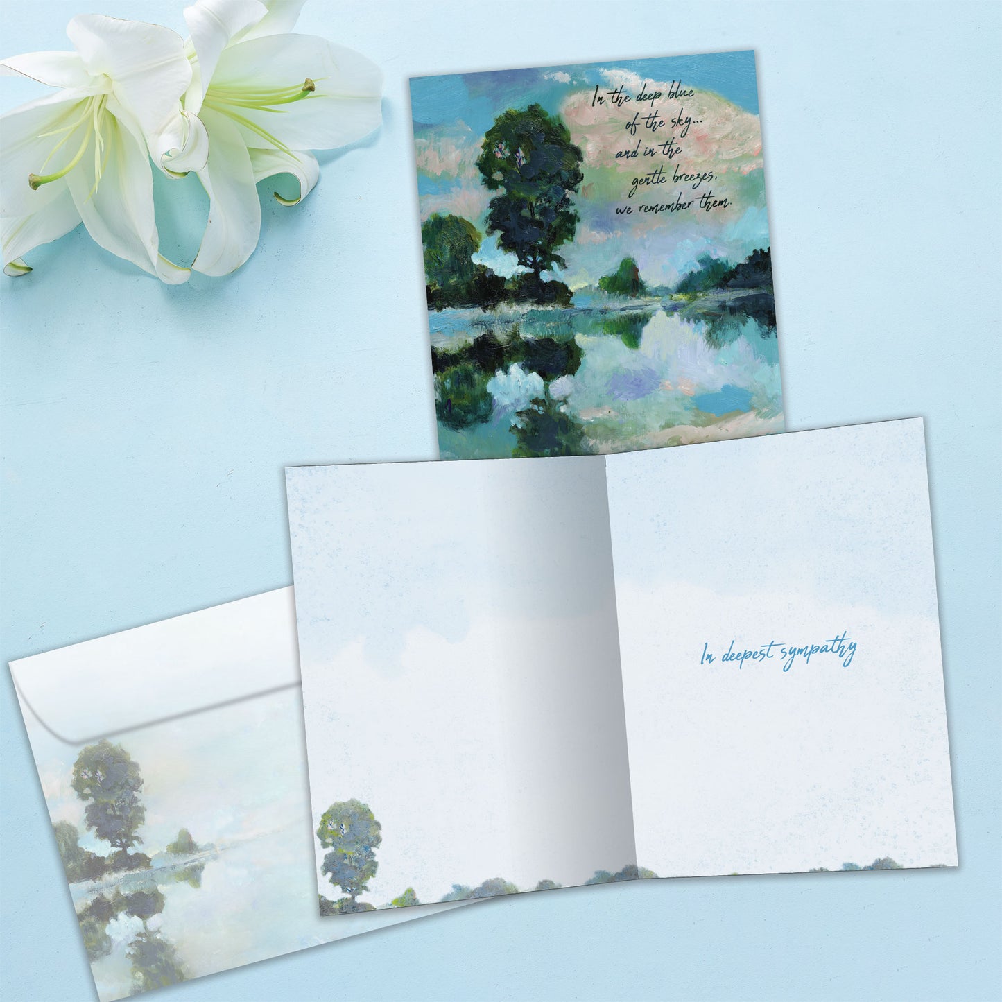Deep Blue Remembered Sympathy Card