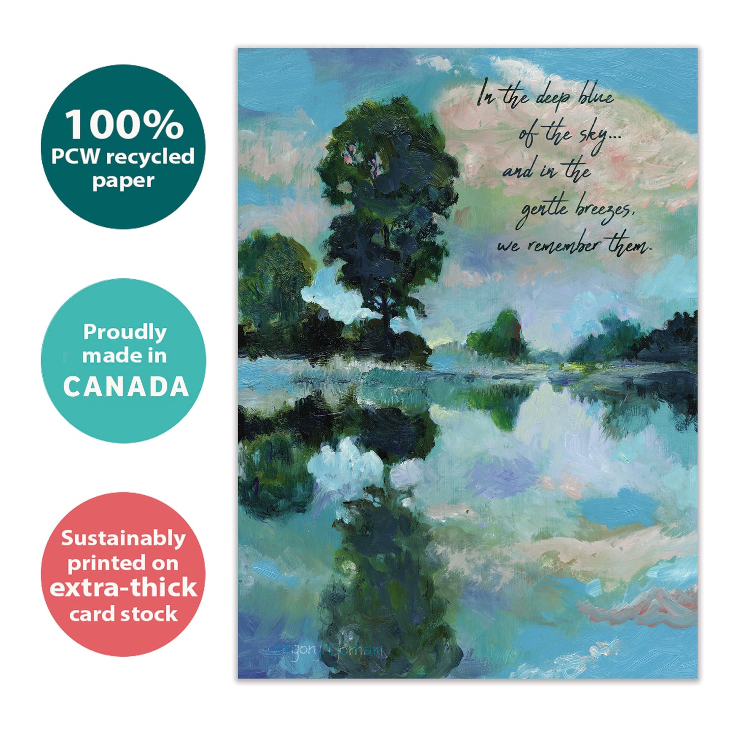 Deep Blue Remembered Sympathy Card