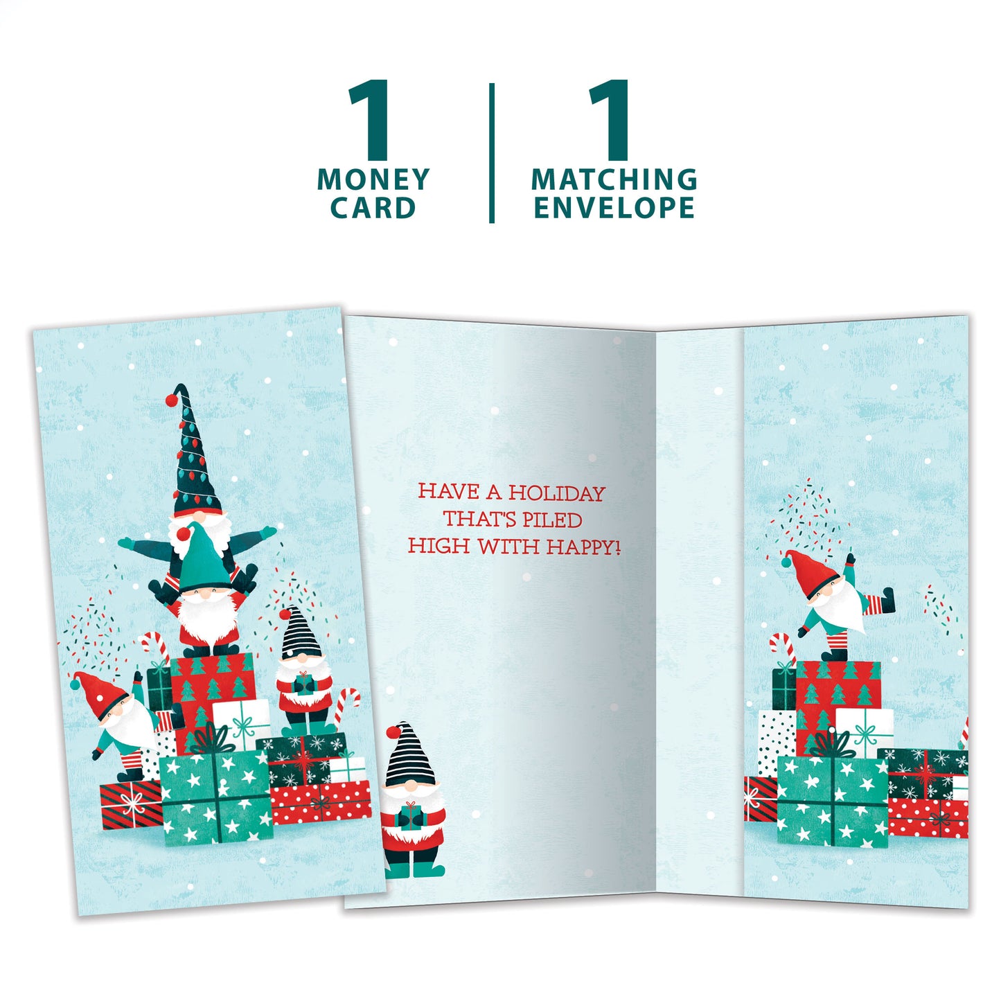 Gnomes Piled High Christmas Money Holder Card