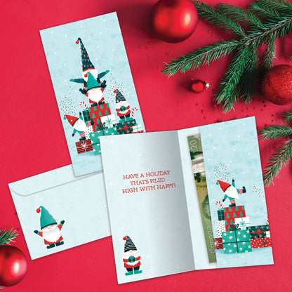 Gnomes Piled High Christmas Money Holder Card