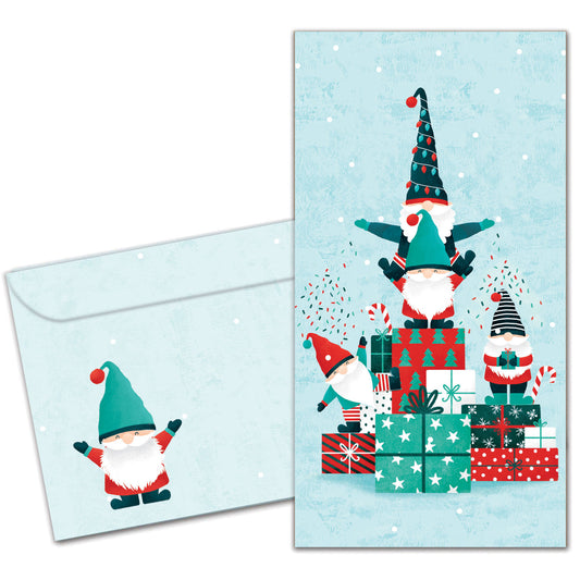 Gnomes Piled High Christmas Money Holder Card