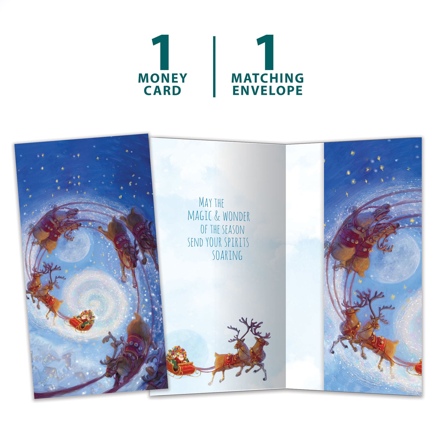 Soaring Santa Christmas Money Holder Card