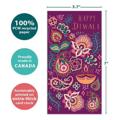 Floral Candles Diwali Money Holder Card