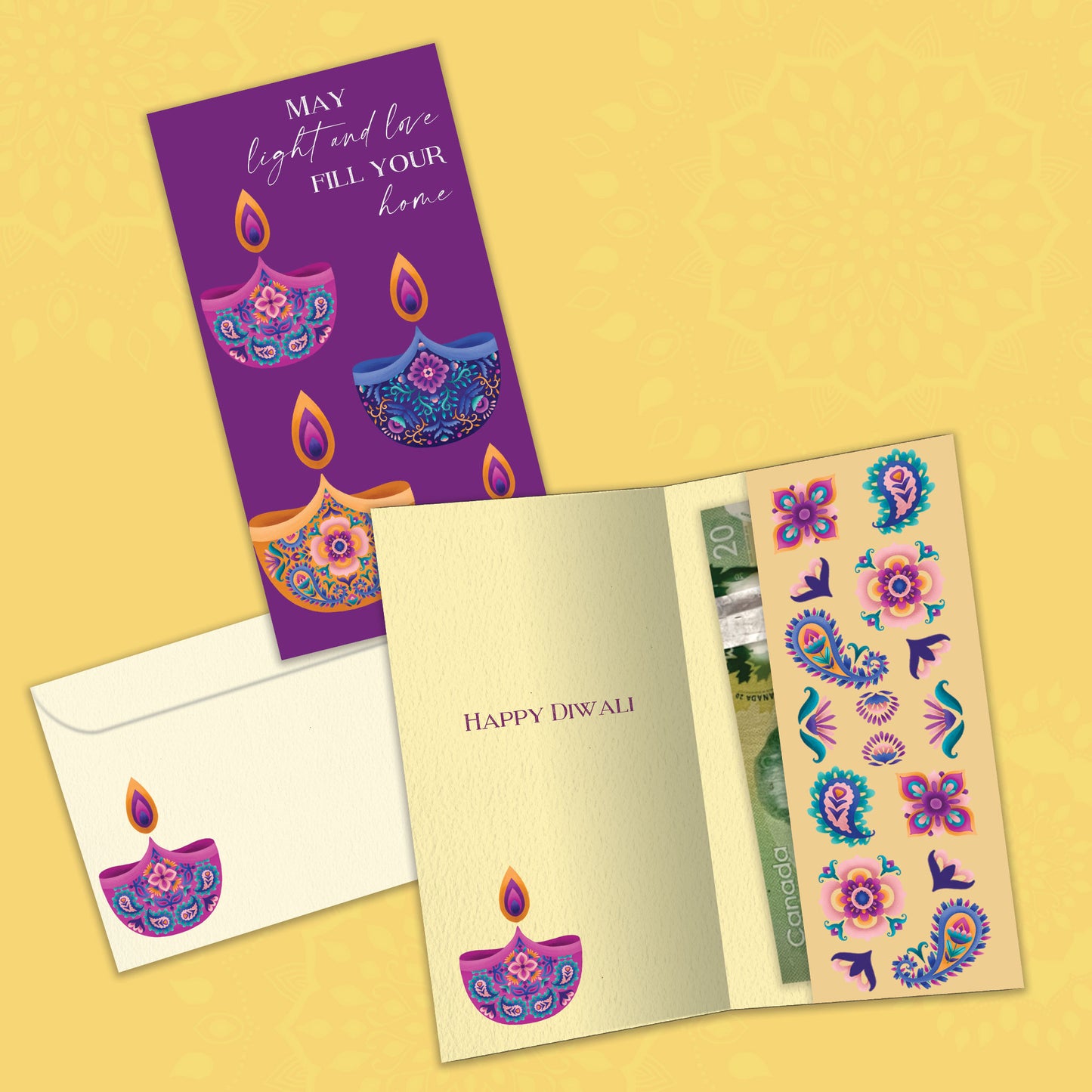 Light and Love Diwali Money Holder Card