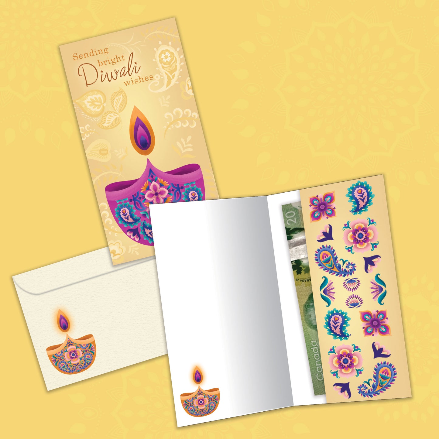 Sending Bright Wishes Diwali Money Holder Card