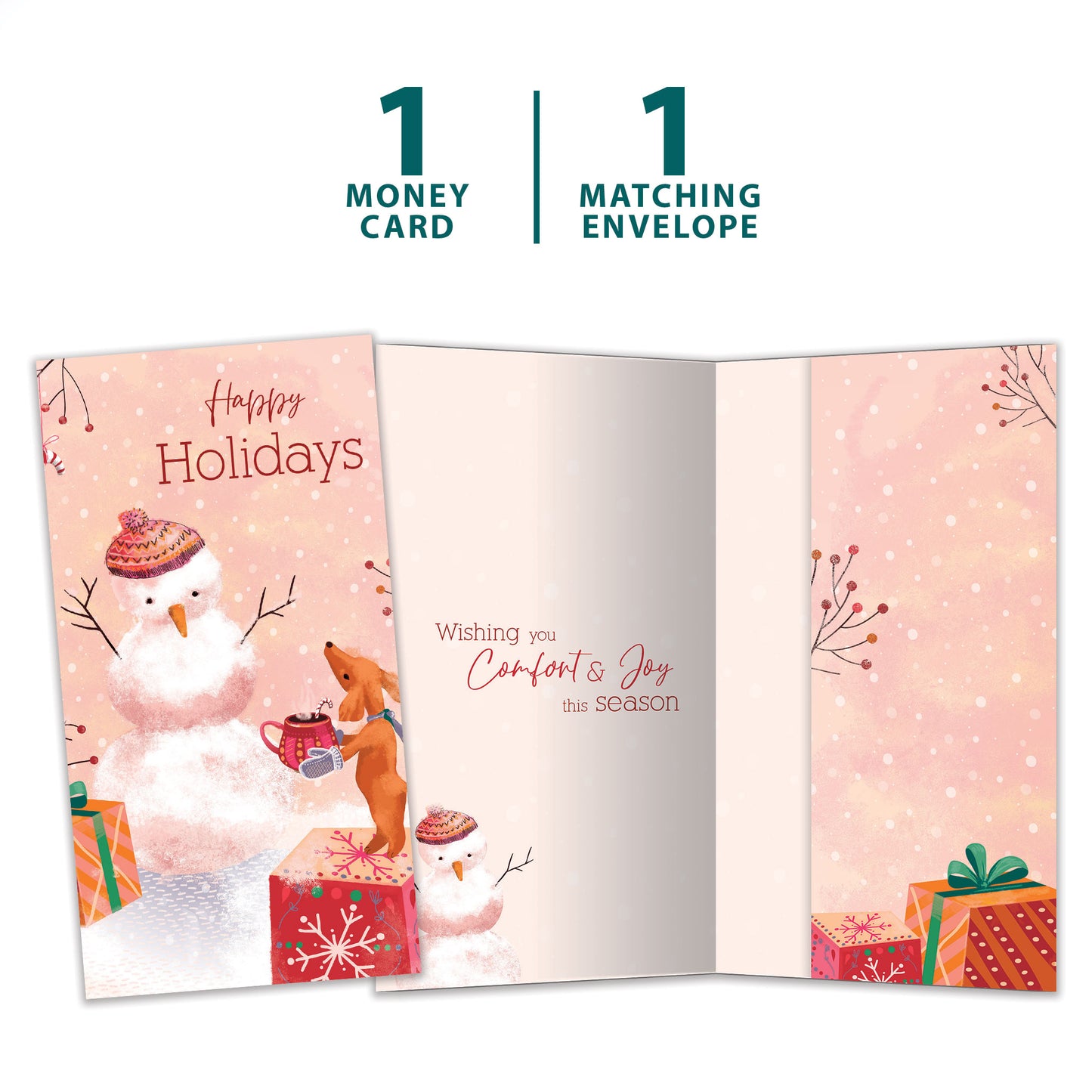 Comfort Joy Snowman Holiday Money Holder Card