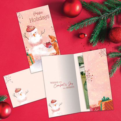 Comfort Joy Snowman Holiday Money Holder Card