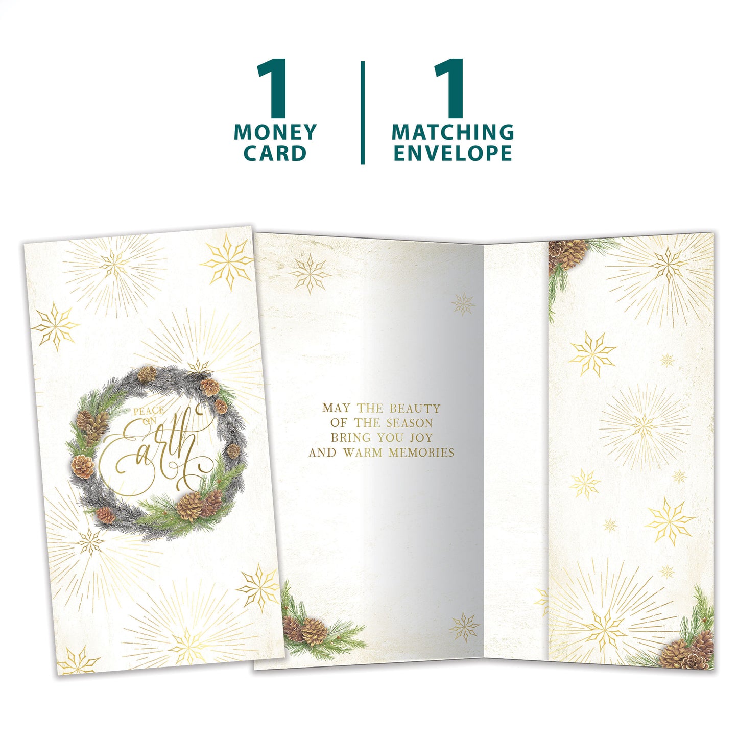 Winter Pine Wreath Holiday Money Holder Card