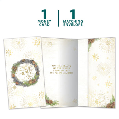 Winter Pine Wreath Holiday Money Holder Card