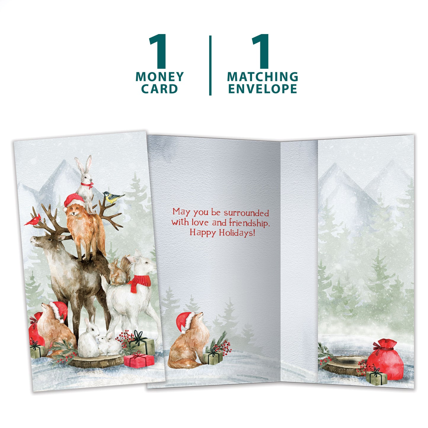 Piled Wild Watercolor Holiday Money Holder Card