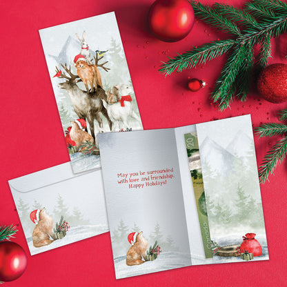 Piled Wild Watercolor Holiday Money Holder Card