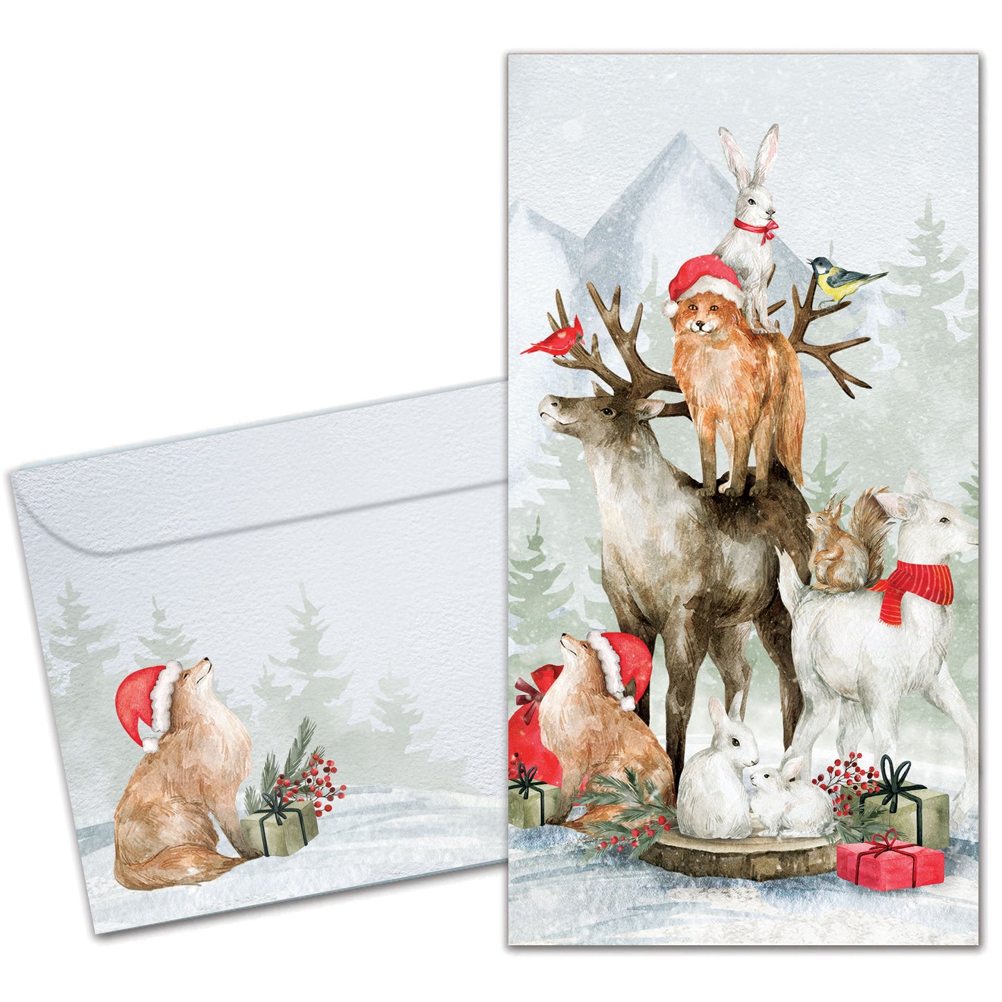 Piled Wild Watercolor Holiday Money Holder Card