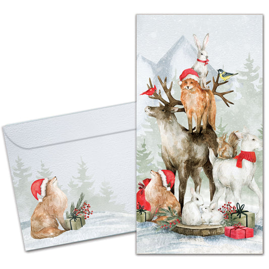Piled Wild Watercolor Holiday Money Holder Card