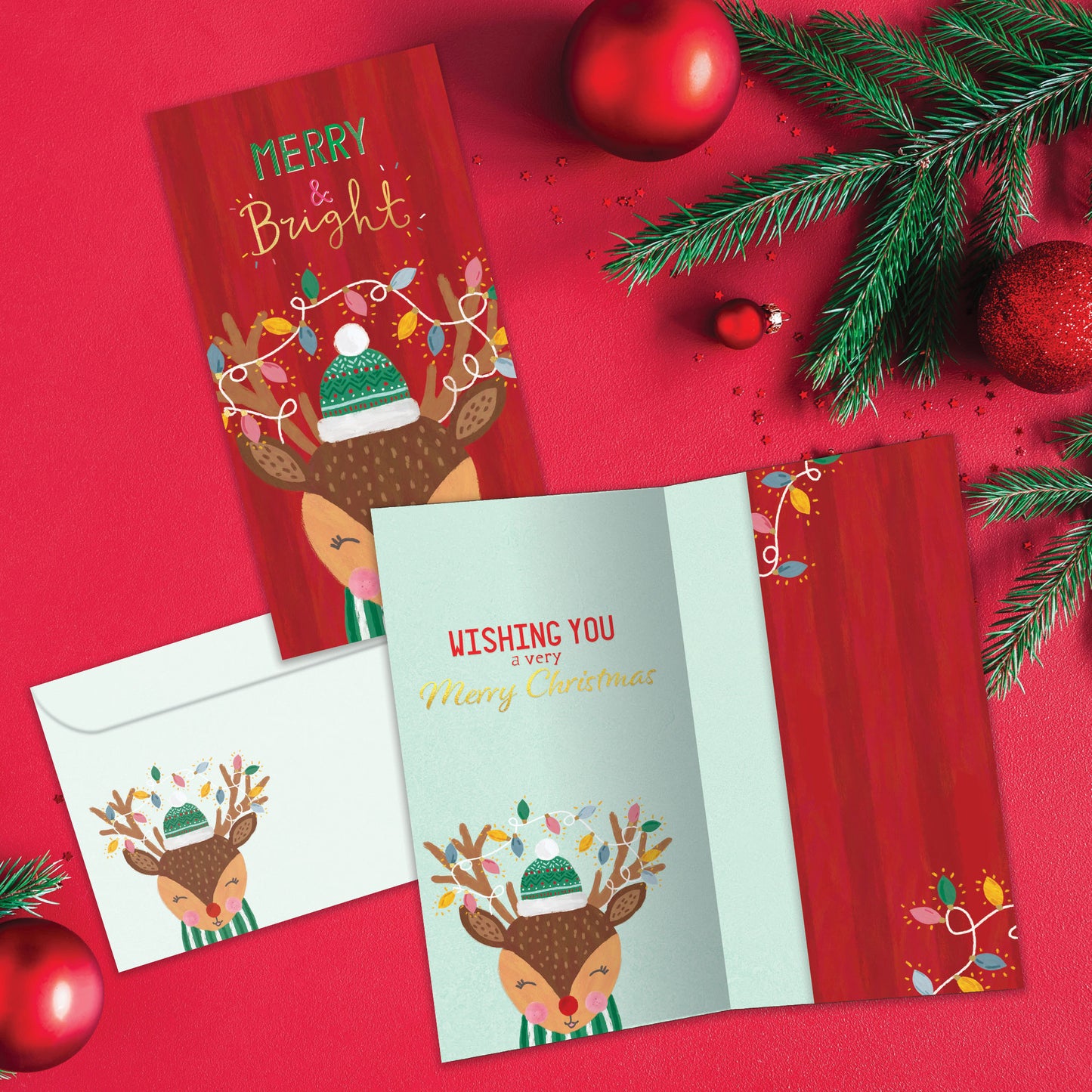 Merry Bright Reindeer Christmas Money Holder Card
