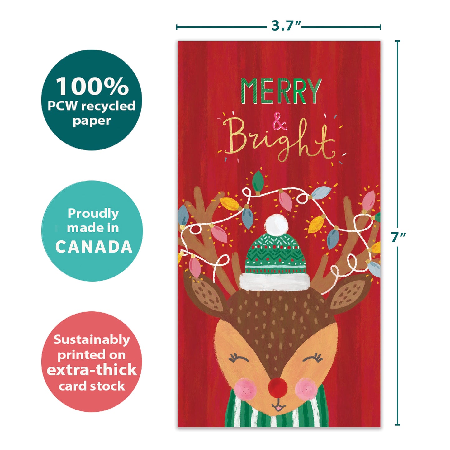 Merry Bright Reindeer Christmas Money Holder Card