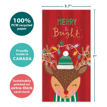 Merry Bright Reindeer Christmas Money Holder Card