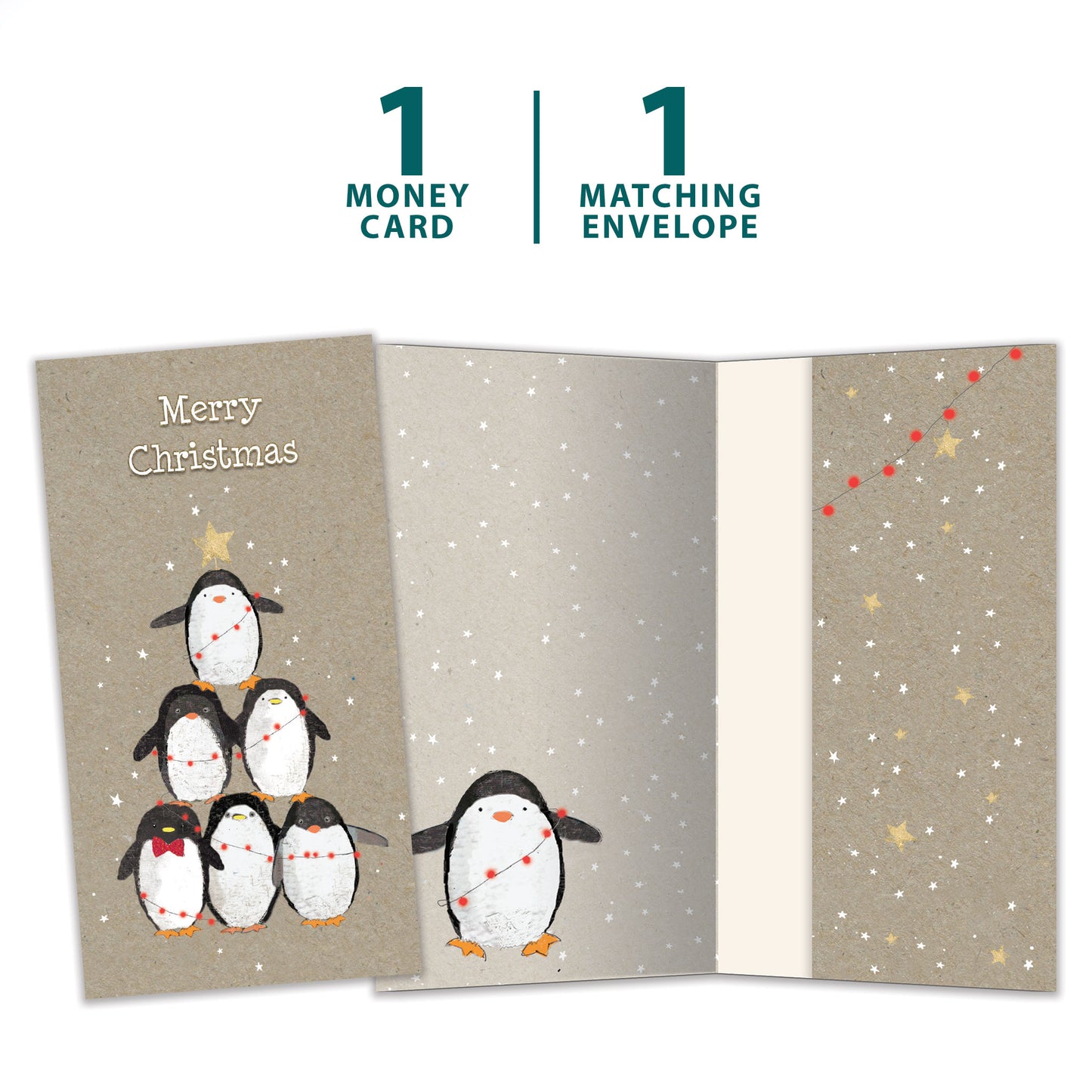 Penguin Pile Christmas Money Holder Card