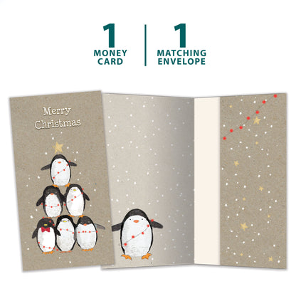 Penguin Pile Christmas Money Holder Card