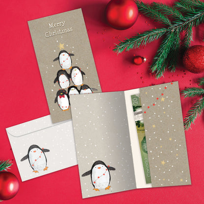 Penguin Pile Christmas Money Holder Card