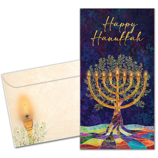 Hanukkah Tree Money Holder Card