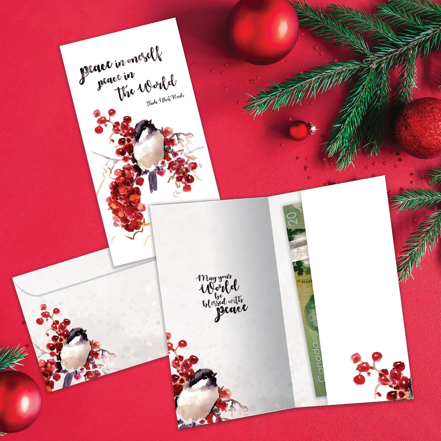 Peace in the World Holiday Money Holder Card