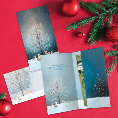 Bird Tree Holiday Money Holder Card