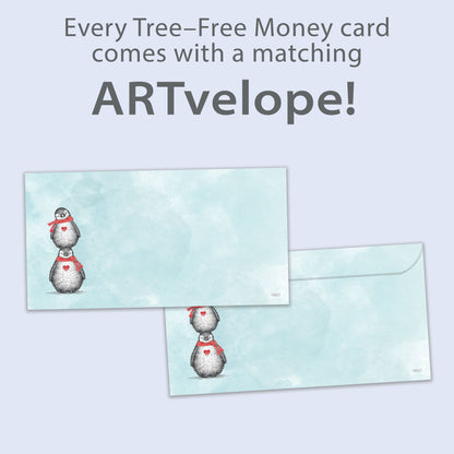 Boho Christmas Penguins Christmas Money Holder Card