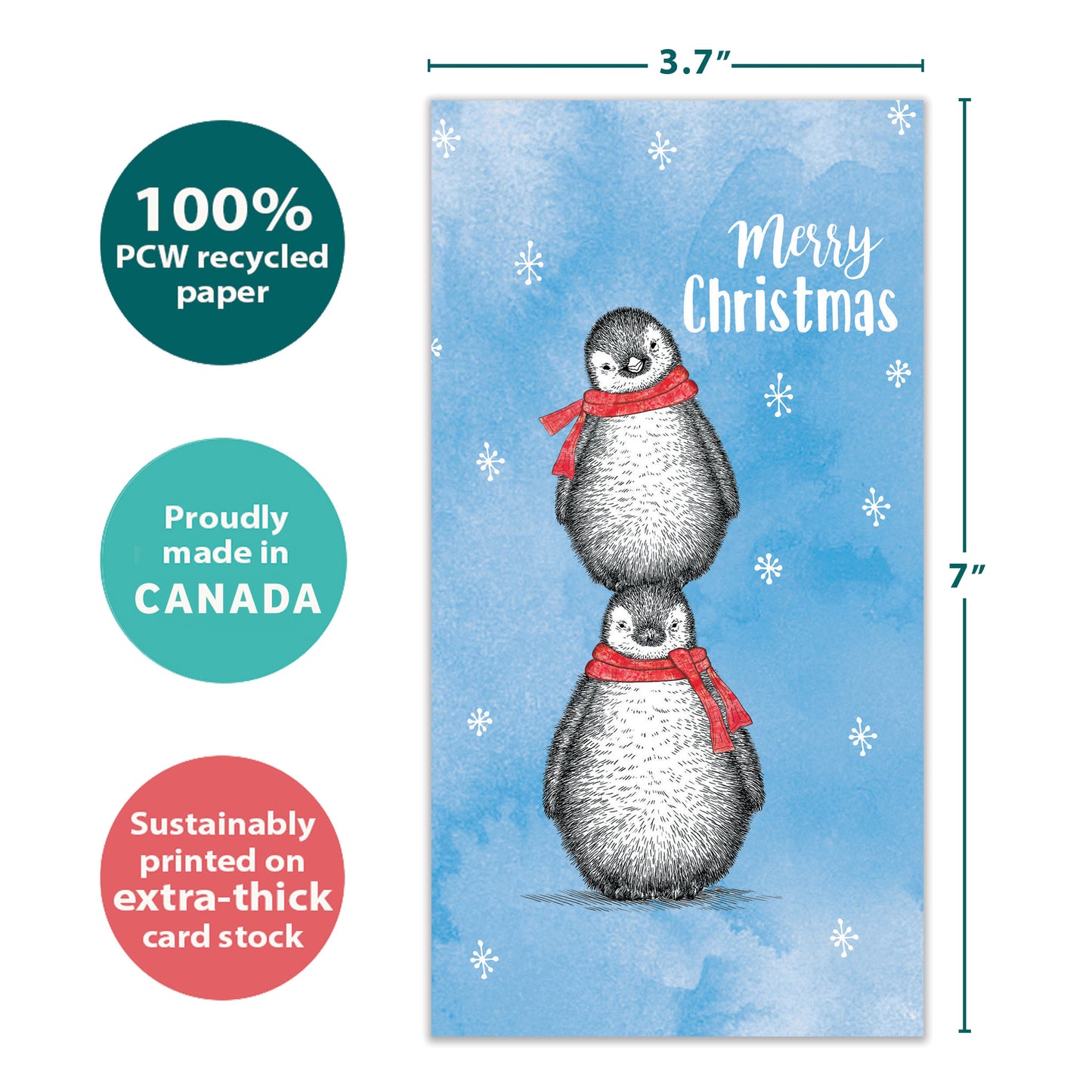 Boho Christmas Penguins Christmas Money Holder Card