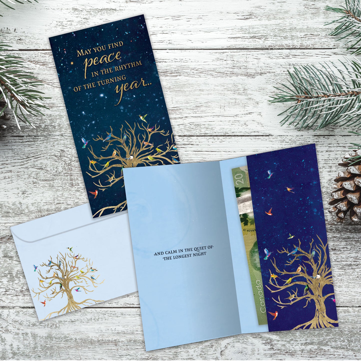 Bird Tree of Life Solstice Money Holder Card