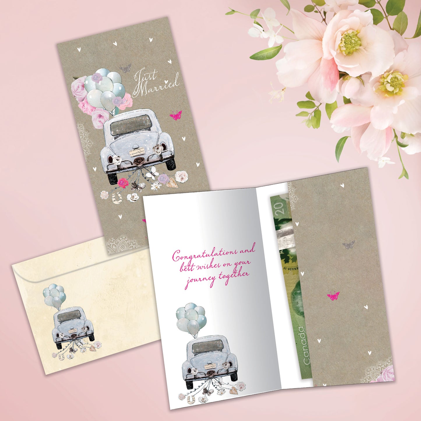 Just Married Wedding Money Holder Card
