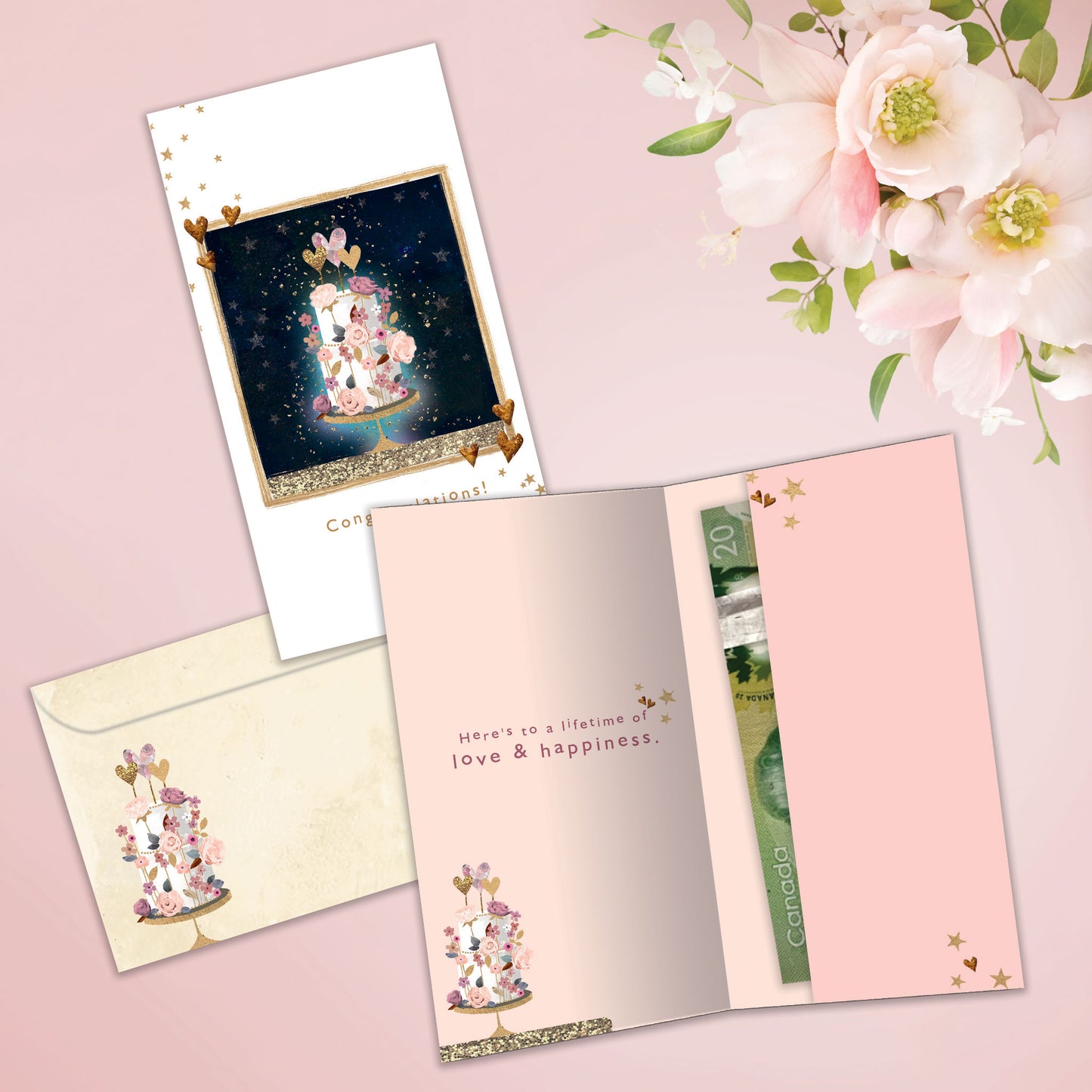 Love and Happiness Wedding Money Holder Card