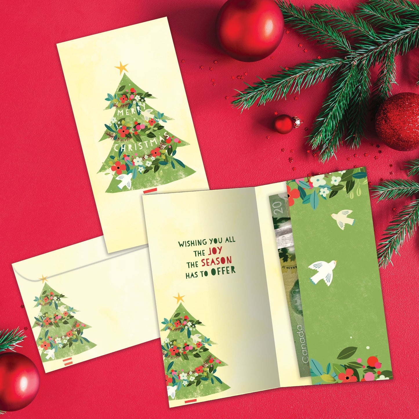 Merry Tree Christmas Money Holder Card