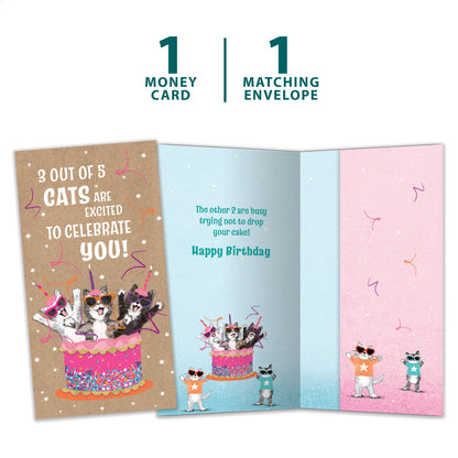 Excited Cats Birthday Money Holder Card