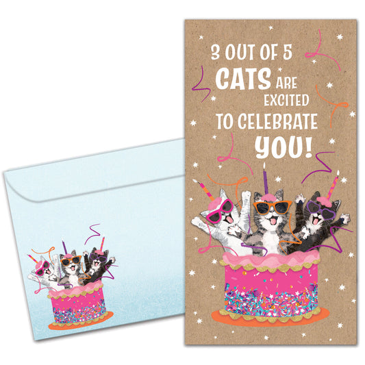 Excited Cats Birthday Money Holder Card
