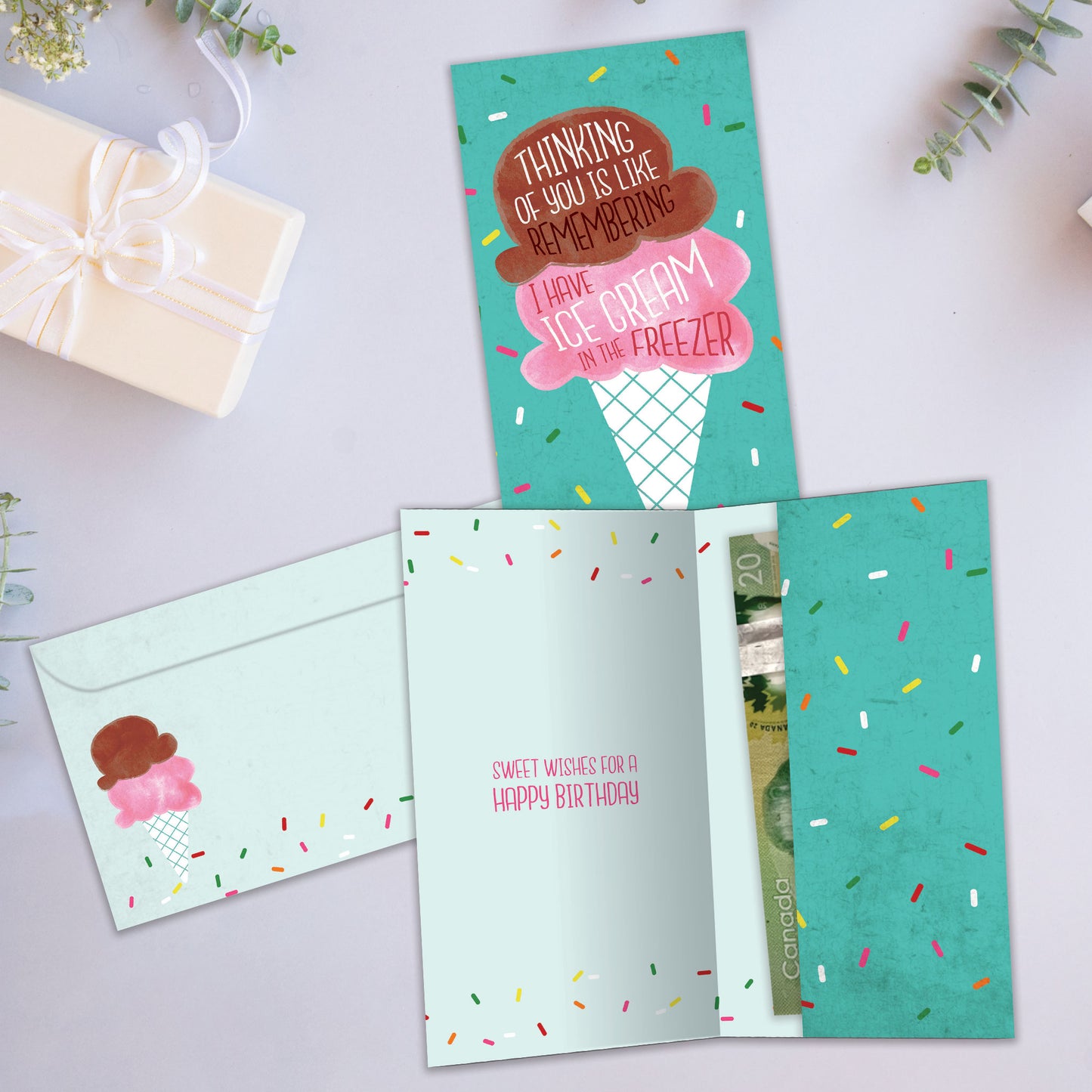 Freezer Ice Cream Birthday Money Holder Card