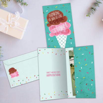 Freezer Ice Cream Birthday Money Holder Card