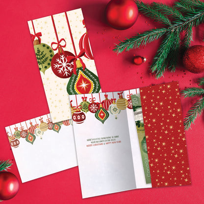 Festive Ornaments Christmas Money Holder Card