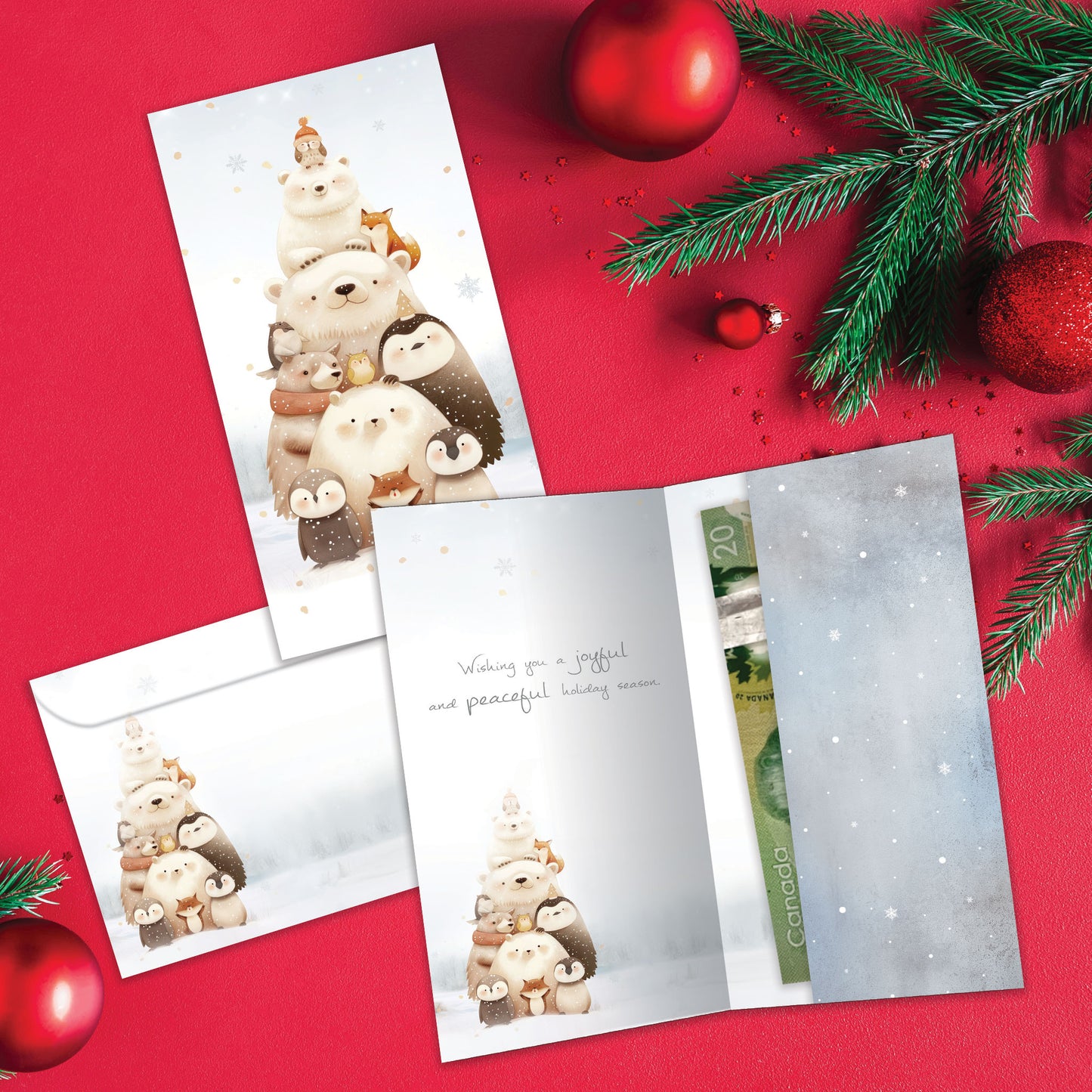 Peaceful Friends Holiday Money Holder Card