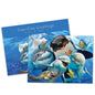 Front view of an All Occasion greeting card and matching envelope featuring smiling marine animals in a fun and playful illustration.